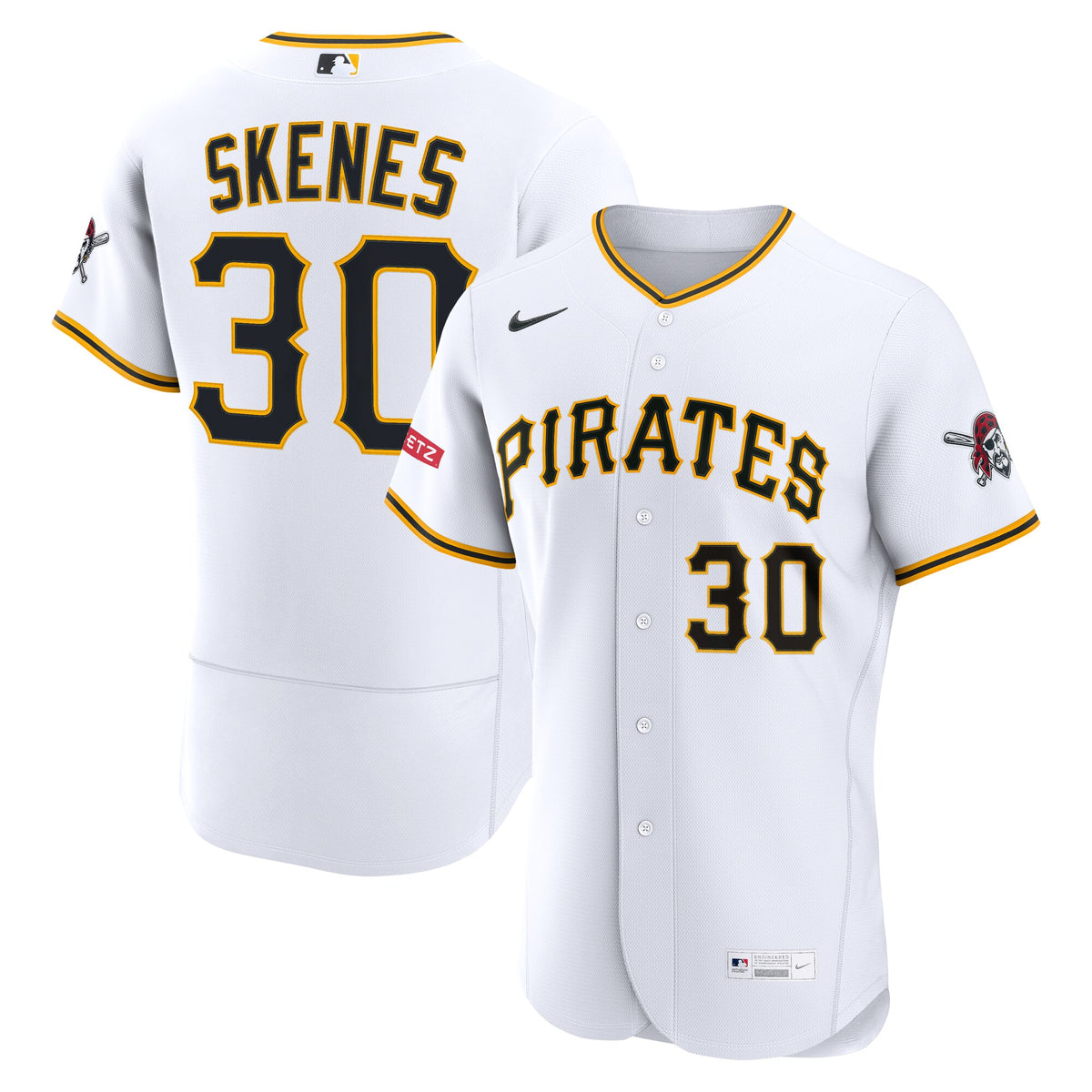 Pittsburgh Pirates Paul Skenes White Home Authentic Sponsor Patch Jersey