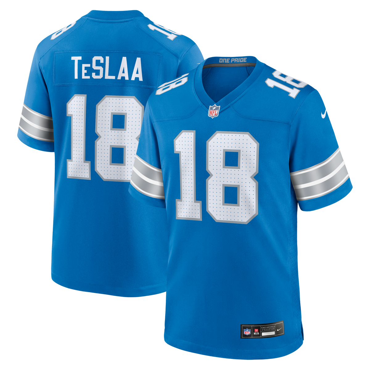 Detroit Lions Isaac TeSlaa Blue Game Player Jersey