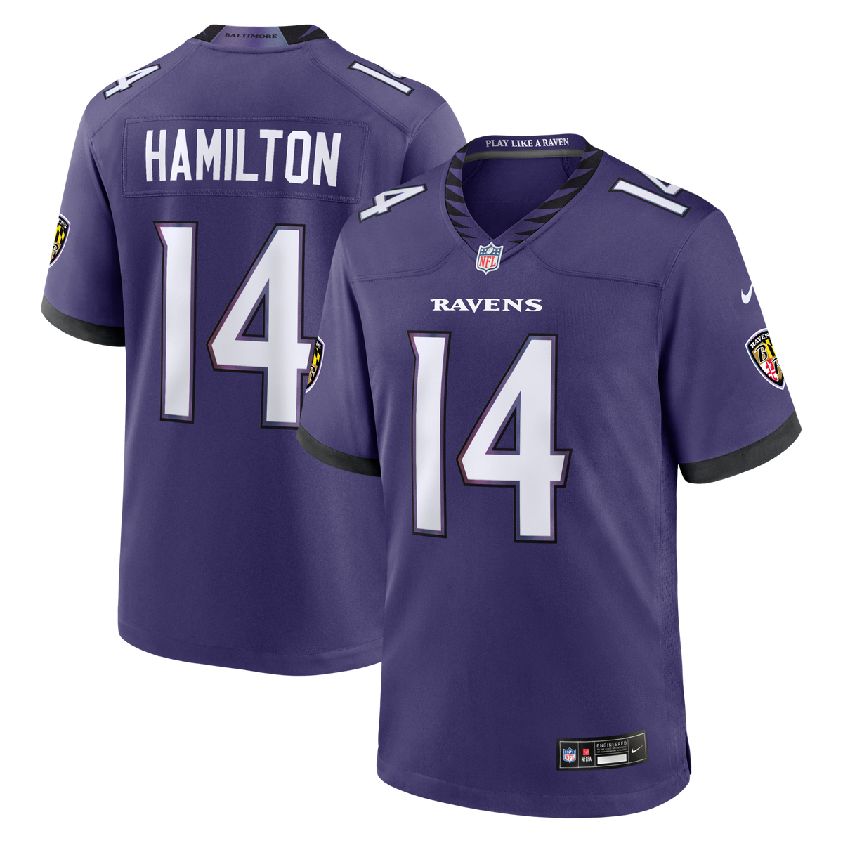 Baltimore Ravens Kyle Hamilton Purple Team Game Jersey