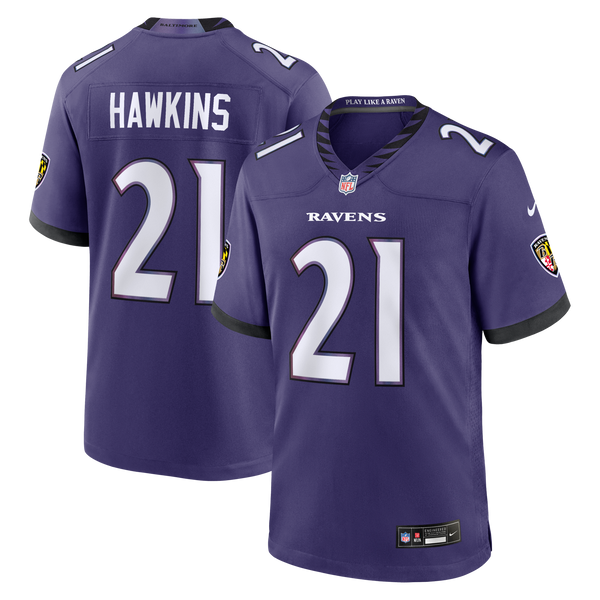 Baltimore Ravens Jaylinn Hawkins Purple Team Game Jersey
