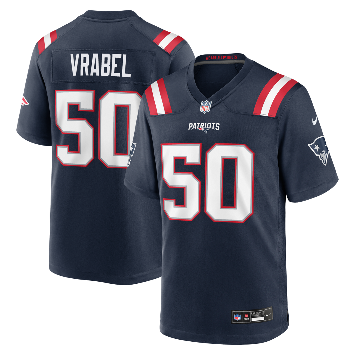 New England Patriots Mike Vrabel Navy Game Retired Player Jersey