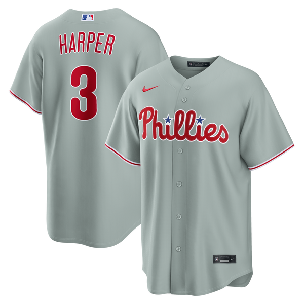 Philadelphia Phillies Bryce Harper Gray Road Replica Jersey